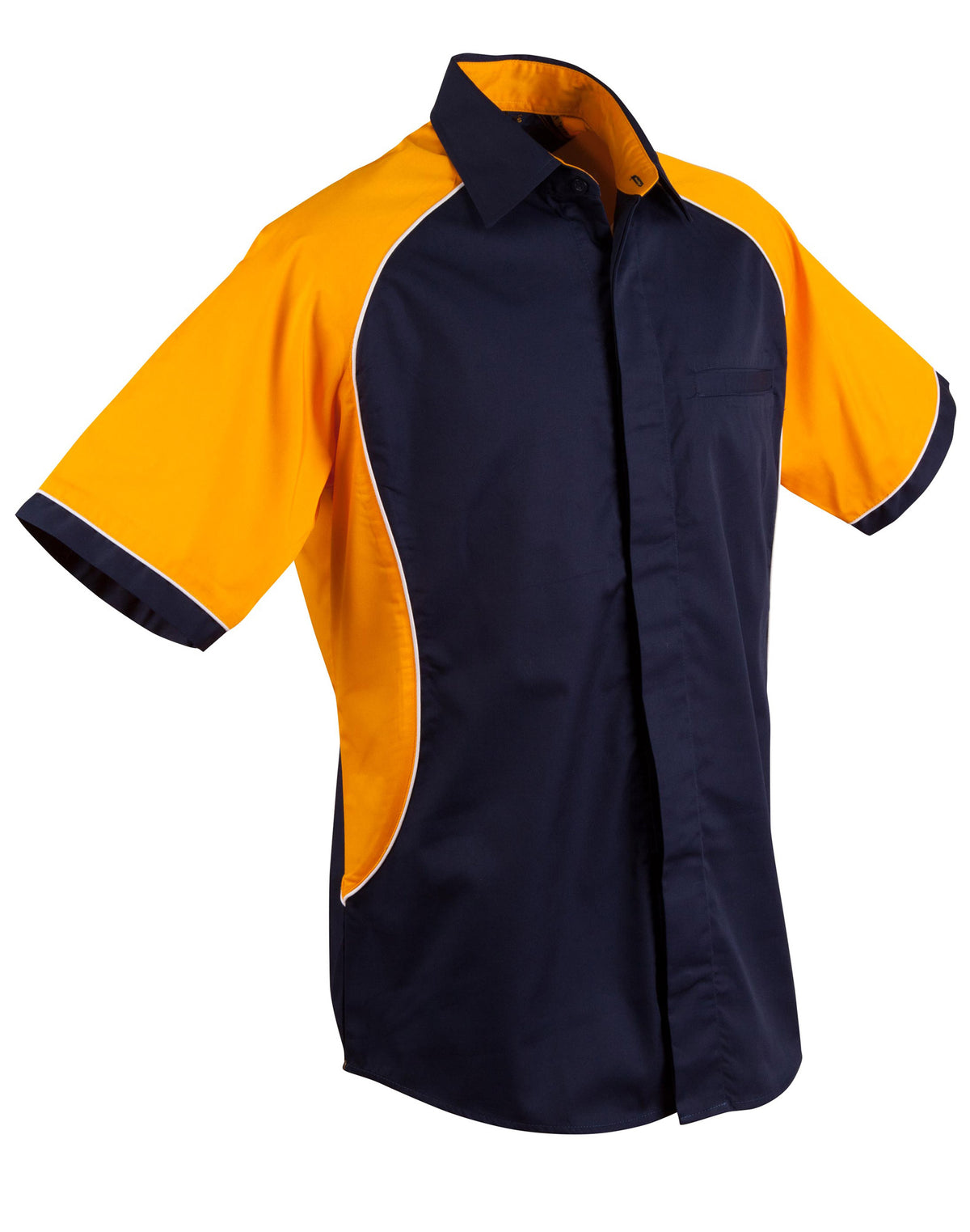 Men's Arena Tri-colour Contrast Shirt - Navy/White/Gold - Front