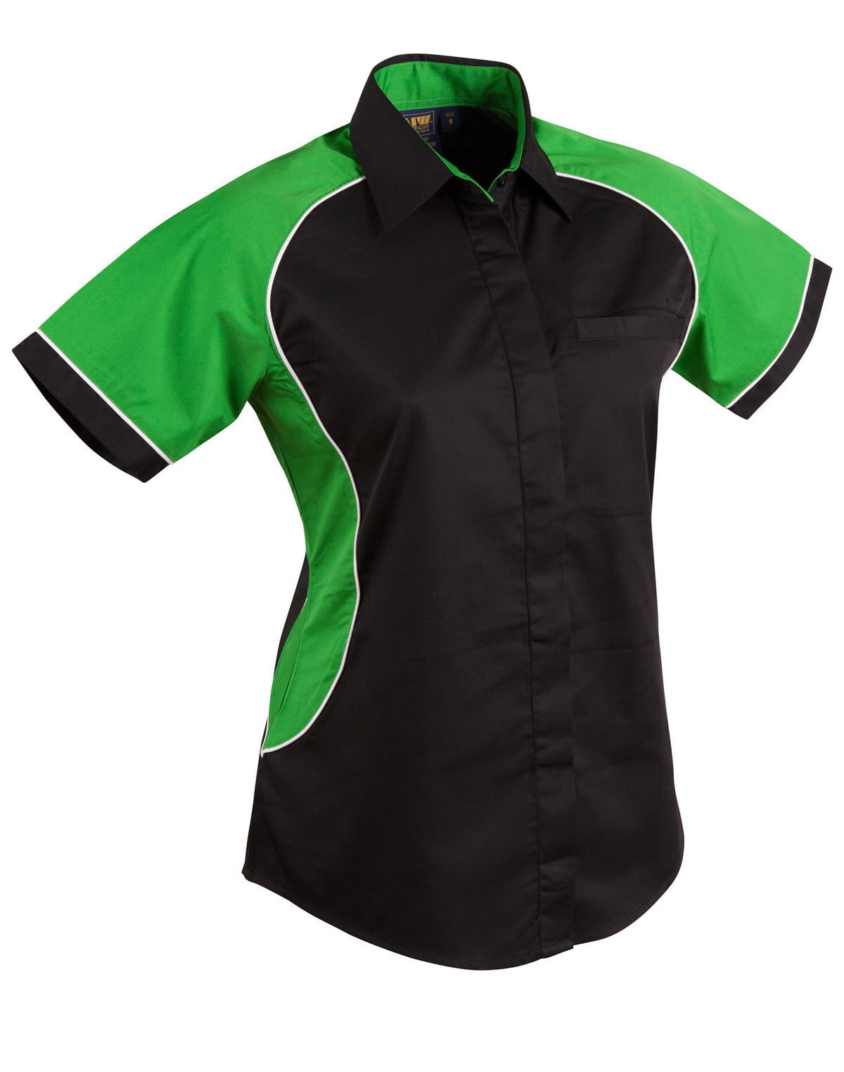 Women's Arena Tri-colour Contrast Shirt - Black/White/Green - Front