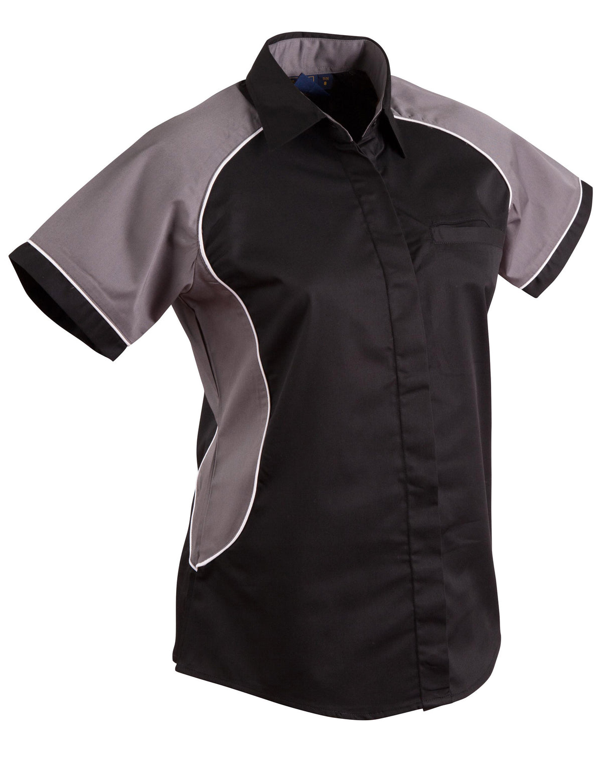 Women's Arena Tri-colour Contrast Shirt - Black/White/Grey - Front