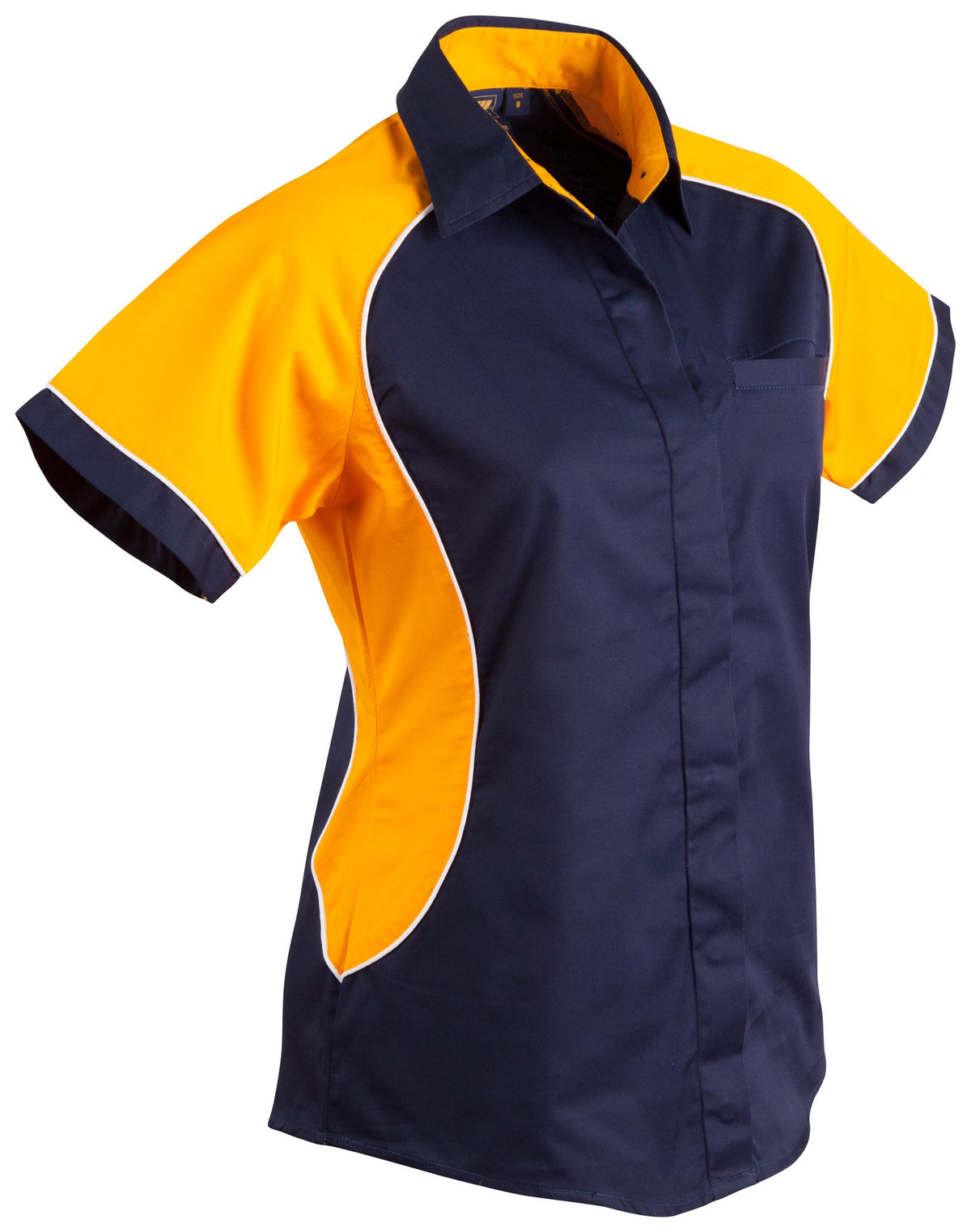 Women's Arena Tri-colour Contrast Shirt - Navy/White/Gold - Front