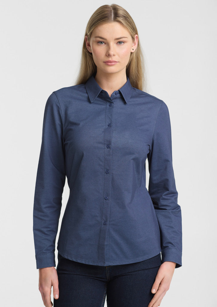 Venture Womens Long Sleeve Shirt - Denim Blue - Model