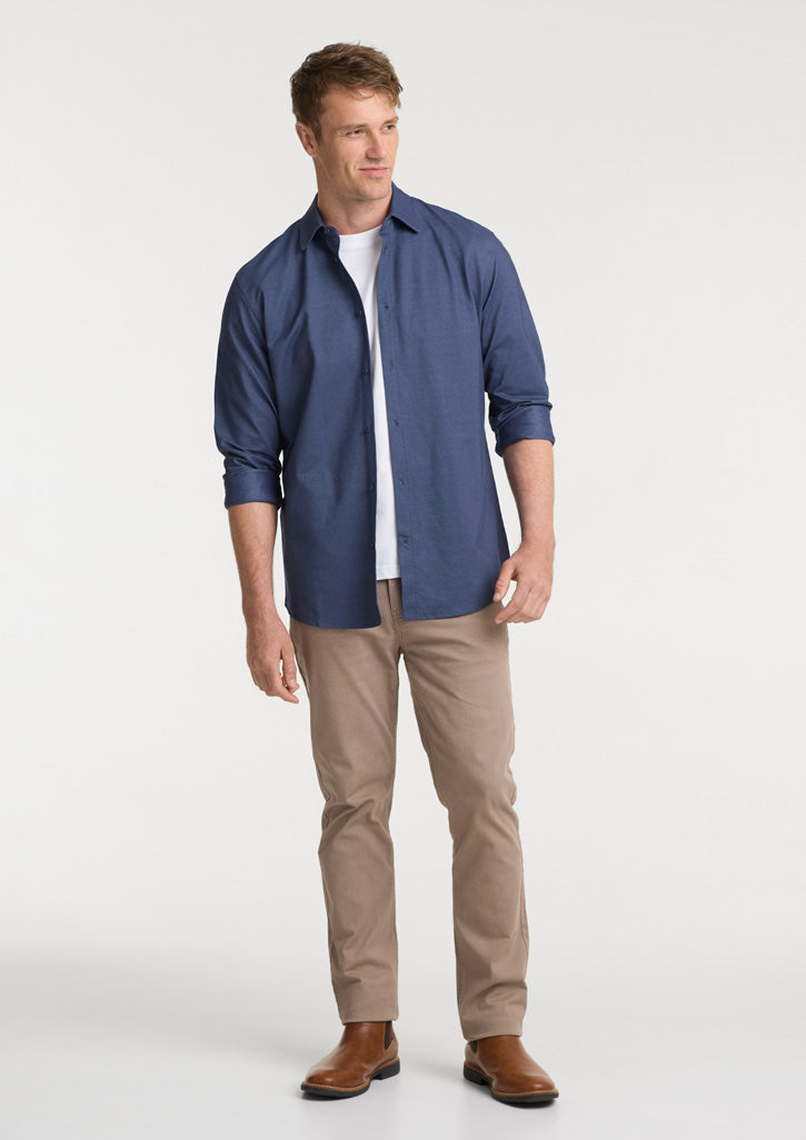 Venture Mens Long Sleeve Shirt - Denim Blue - Model