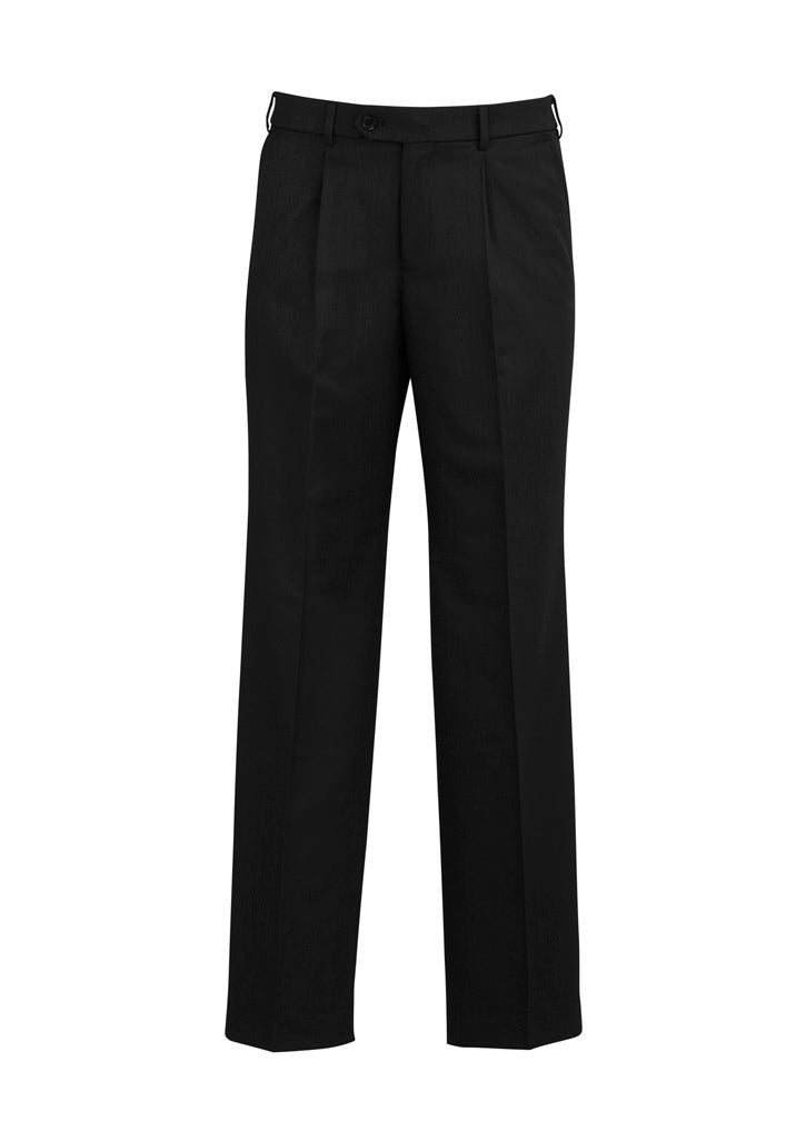 Classic Mens Pleat Pant - Black - Front
