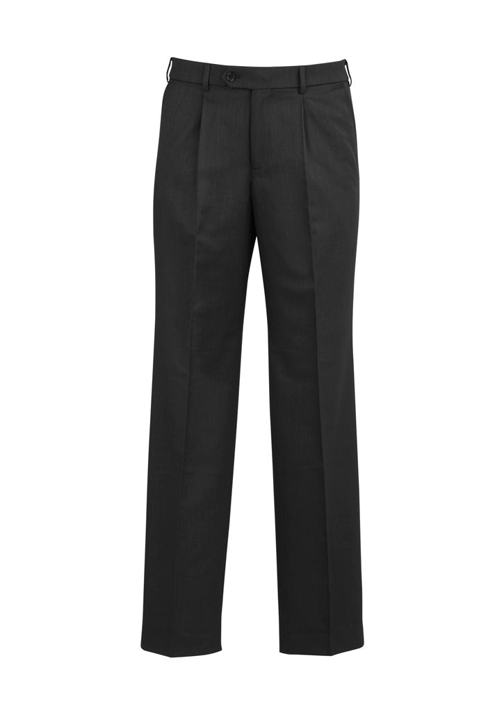 Classic Mens Pleat Pant - Charcoal Marle - Front