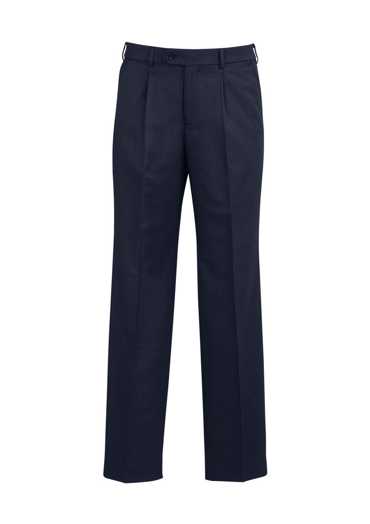 Classic Mens Pleat Pant - Navy - Front
