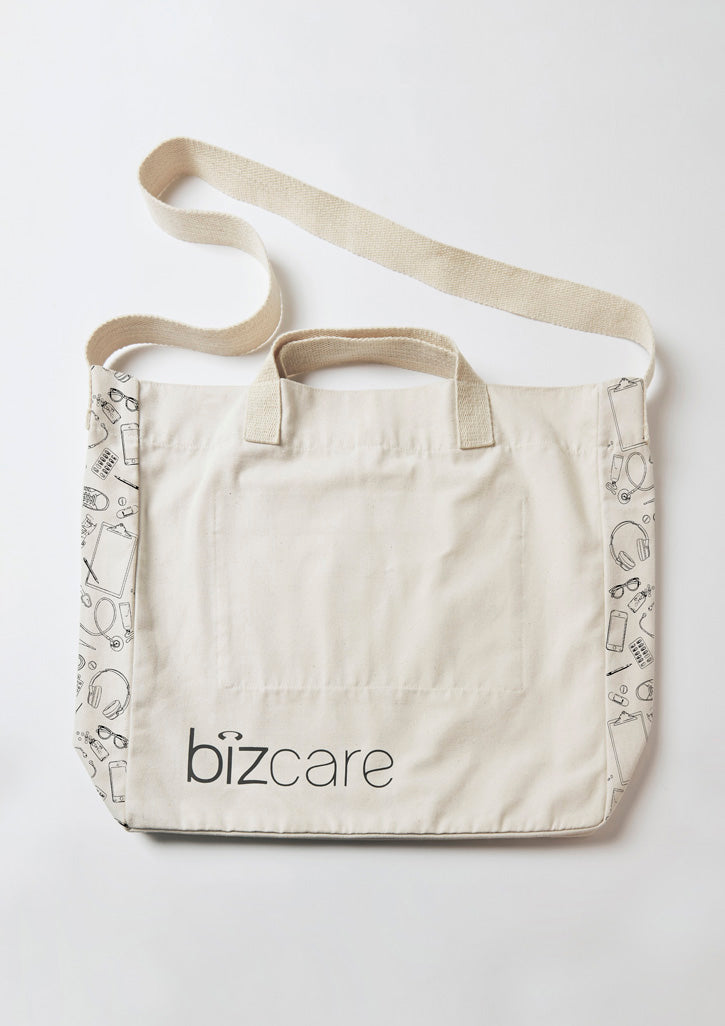 Biz Care Unisex Tote Bag - Natural - Back