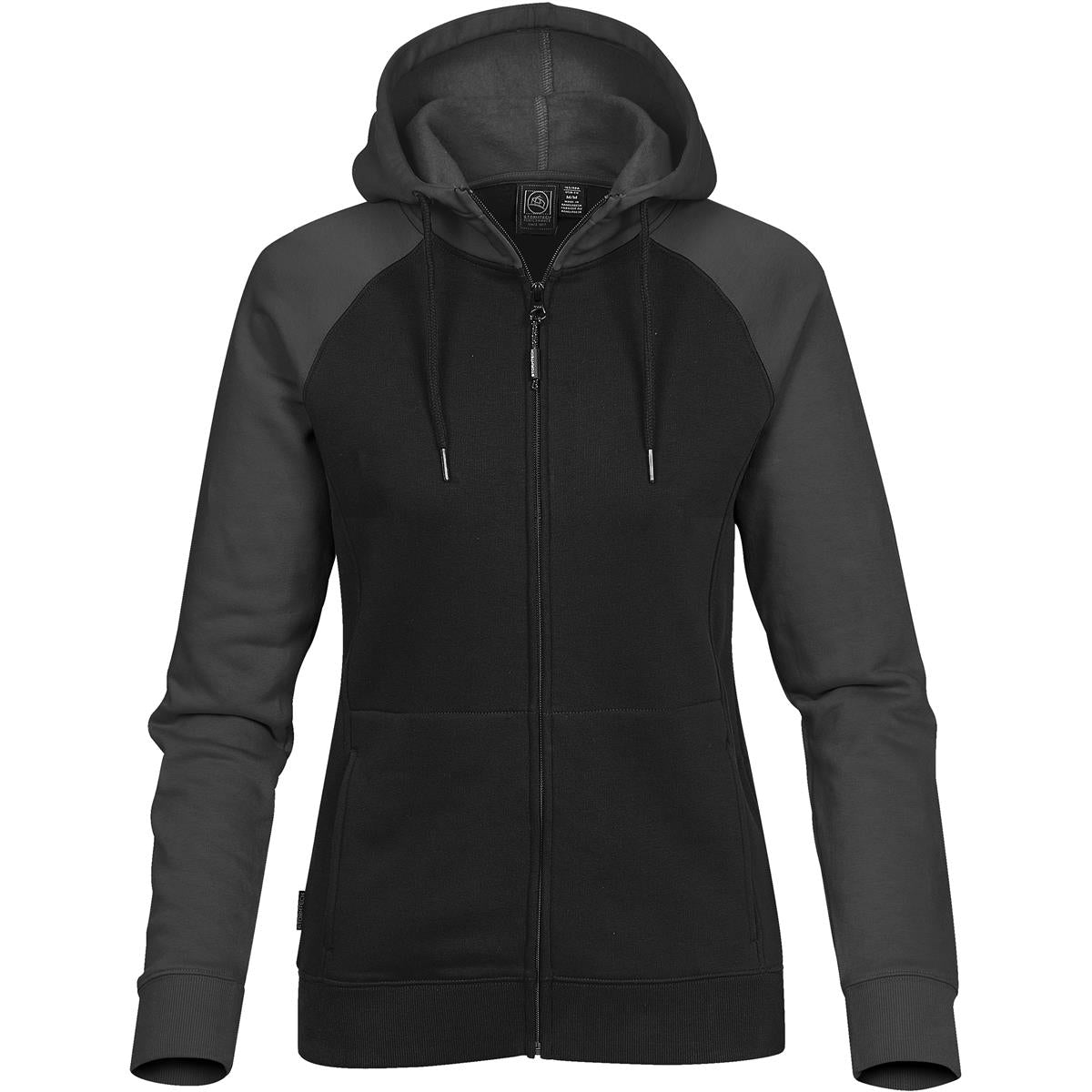 Women's Omega Zip Hoody - Black / Carbon - Front