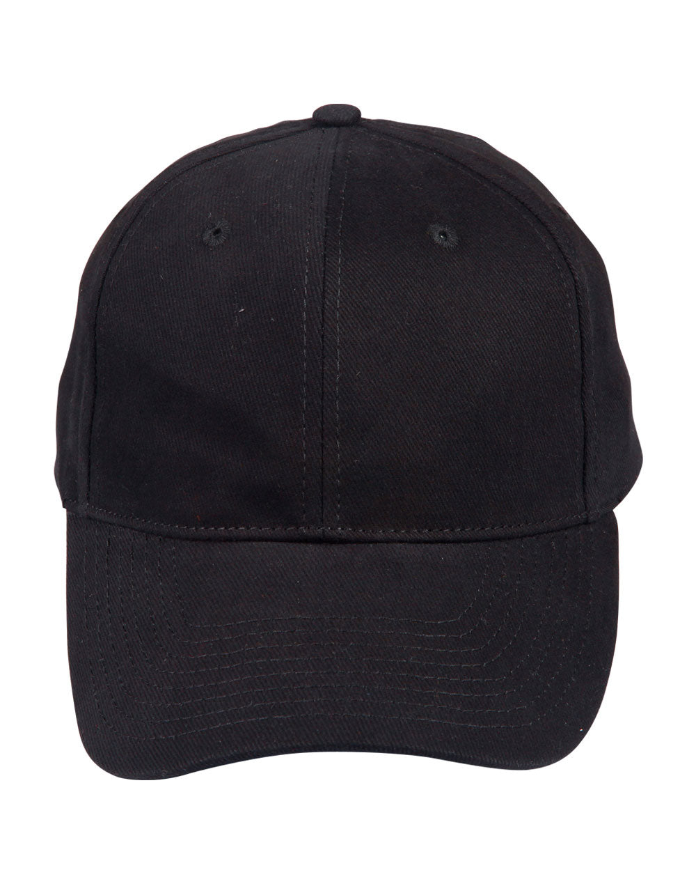 Heavy Brushed Cotton Cap - Black - Front