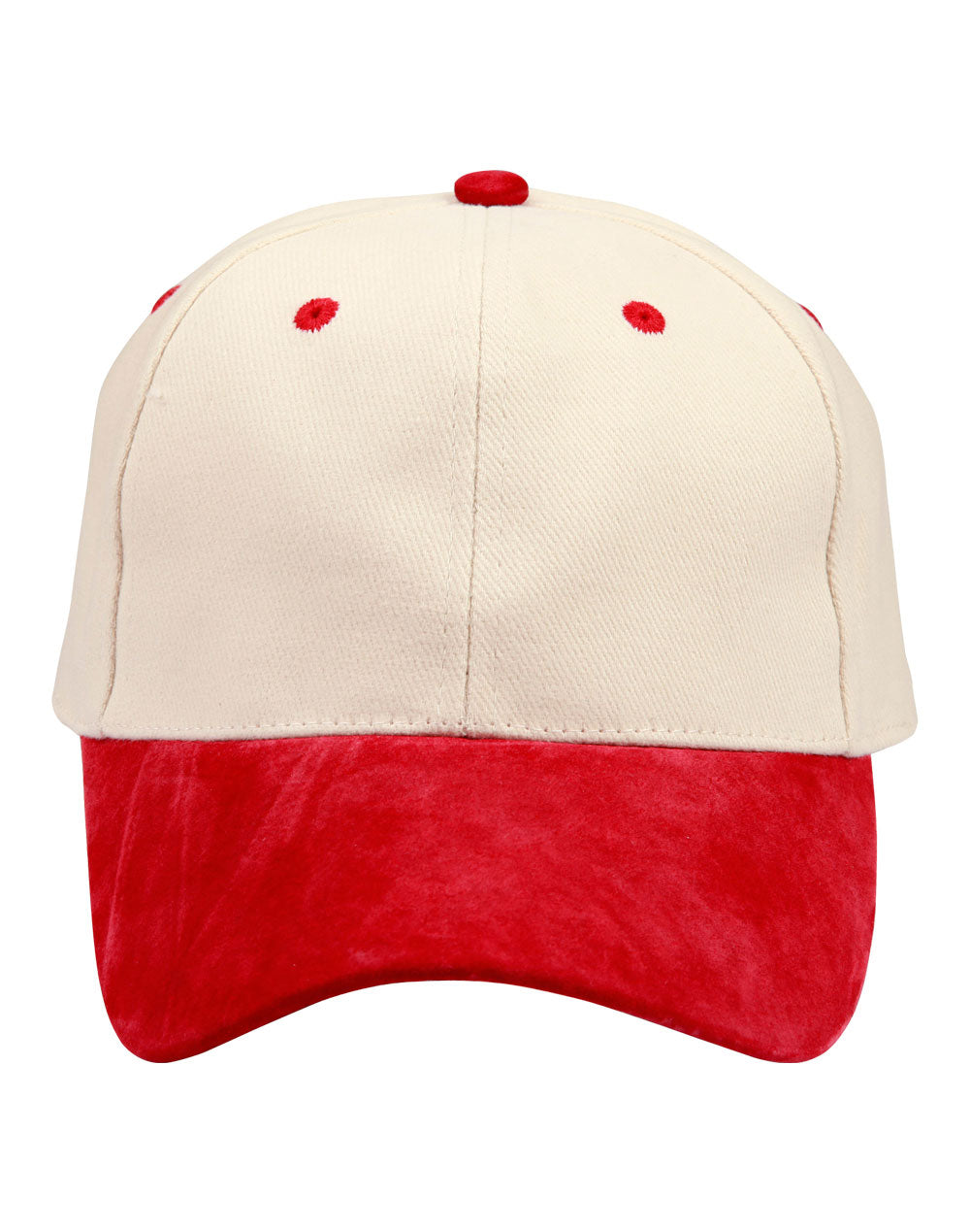 Suede Peak Cap - Natural/Red - Front