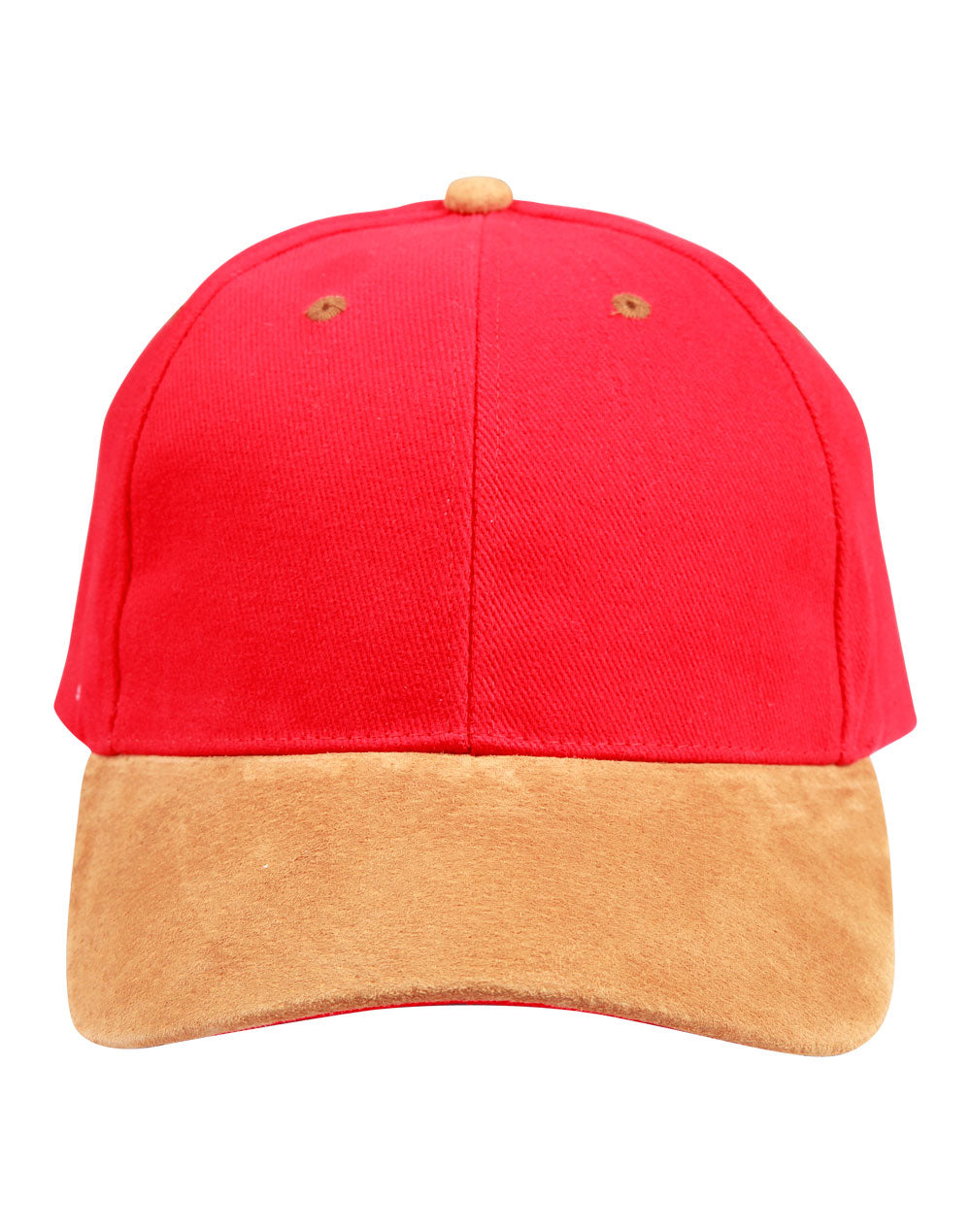 Suede Peak Cap - Red/Tan - Front