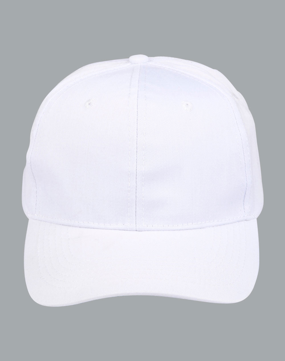 Polycotton Twill Cap - White - Front