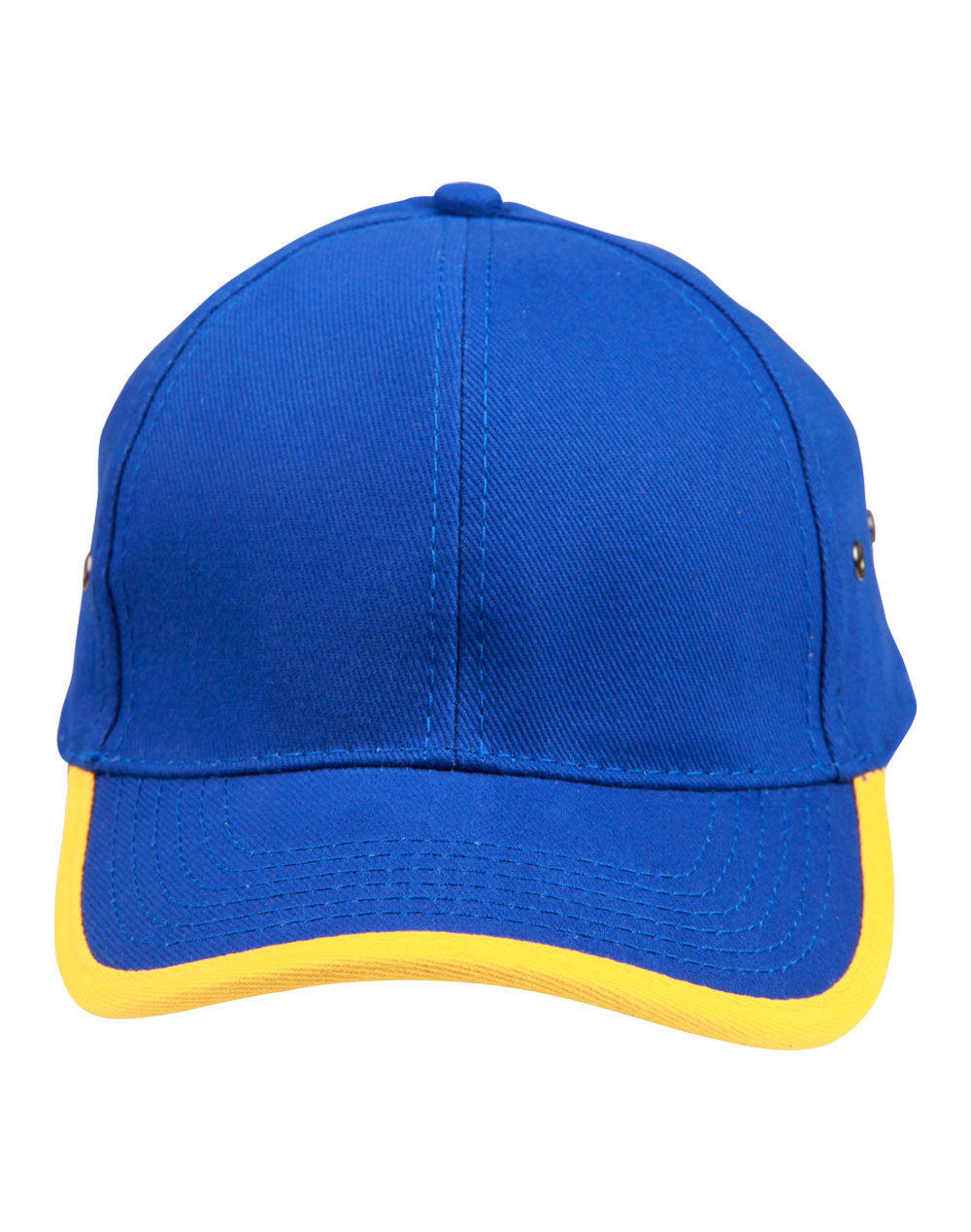 Peak & Back Trim Cap - Royal/Gold - Front