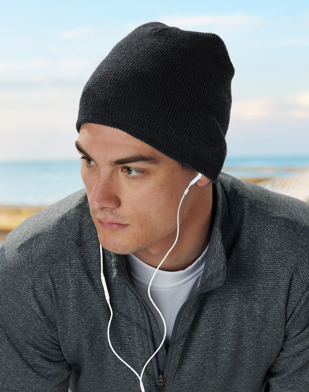 Marl Slouch Beanie - Marl Black - View