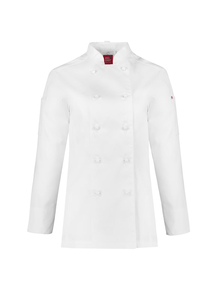 Al Dente Womens Long Sleeve Chef Jacket - White - Front