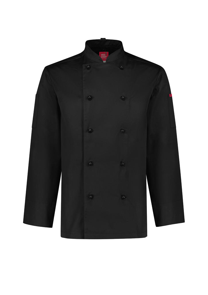 Al Dente Mens Long Sleeve Chef Jacket - Black - Front