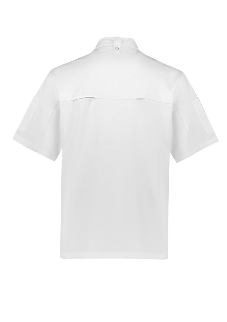 Zest Mens Short Sleeve Chef Jacket - White - Back