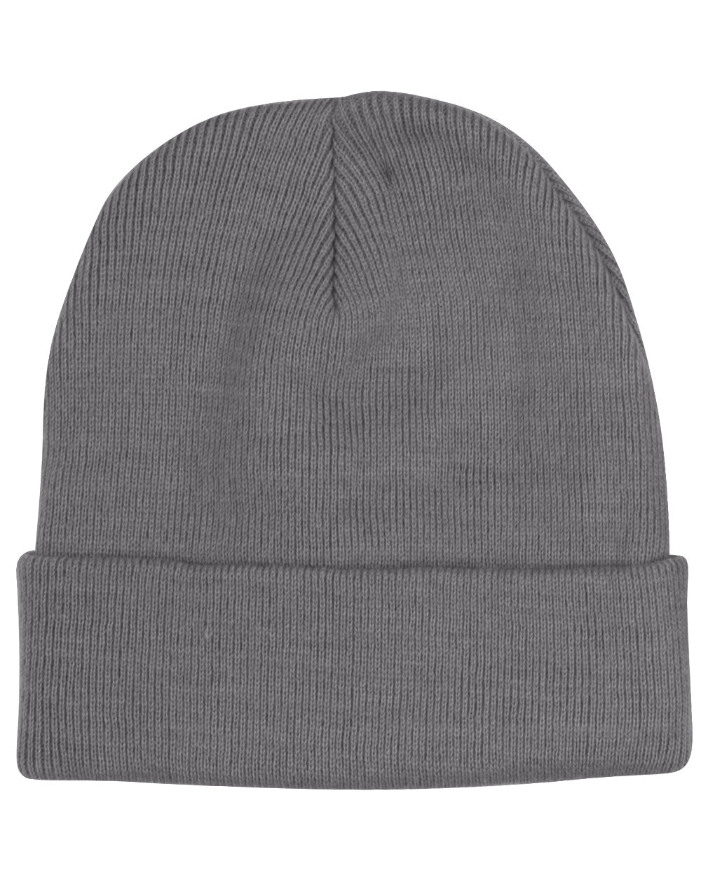 Roll Up Acrylic Beanie - Grey - Front
