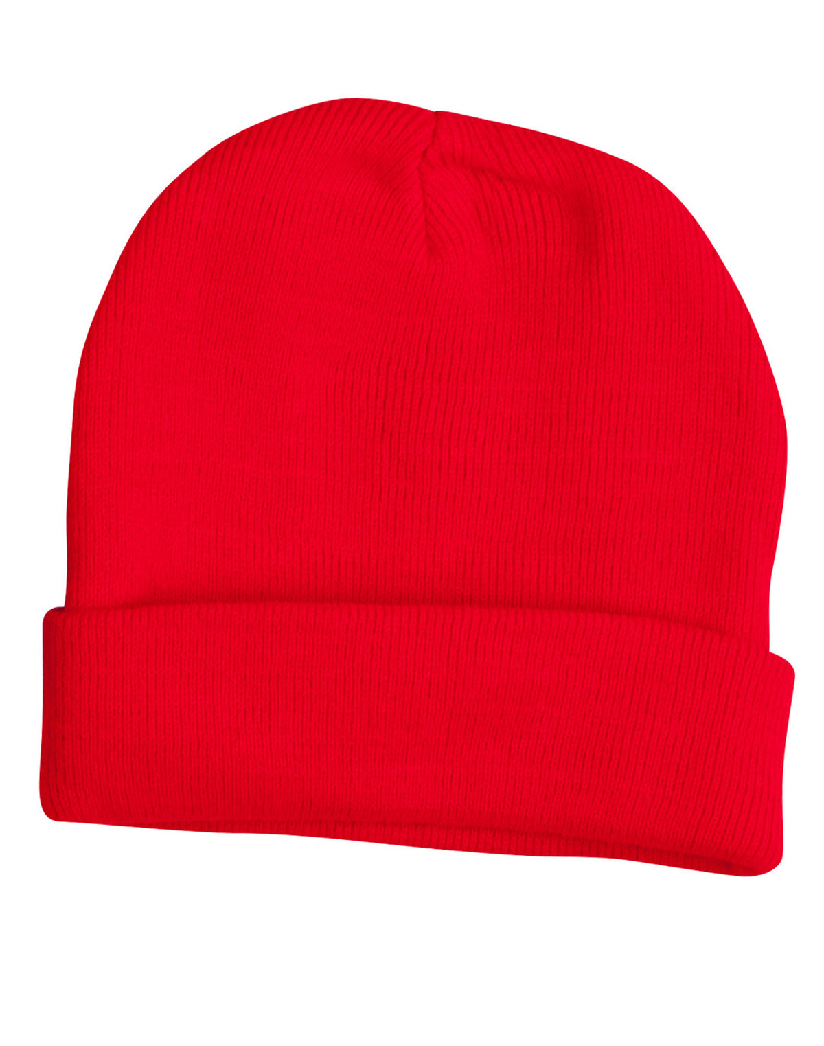 Roll Up Acrylic Beanie - Red - Front