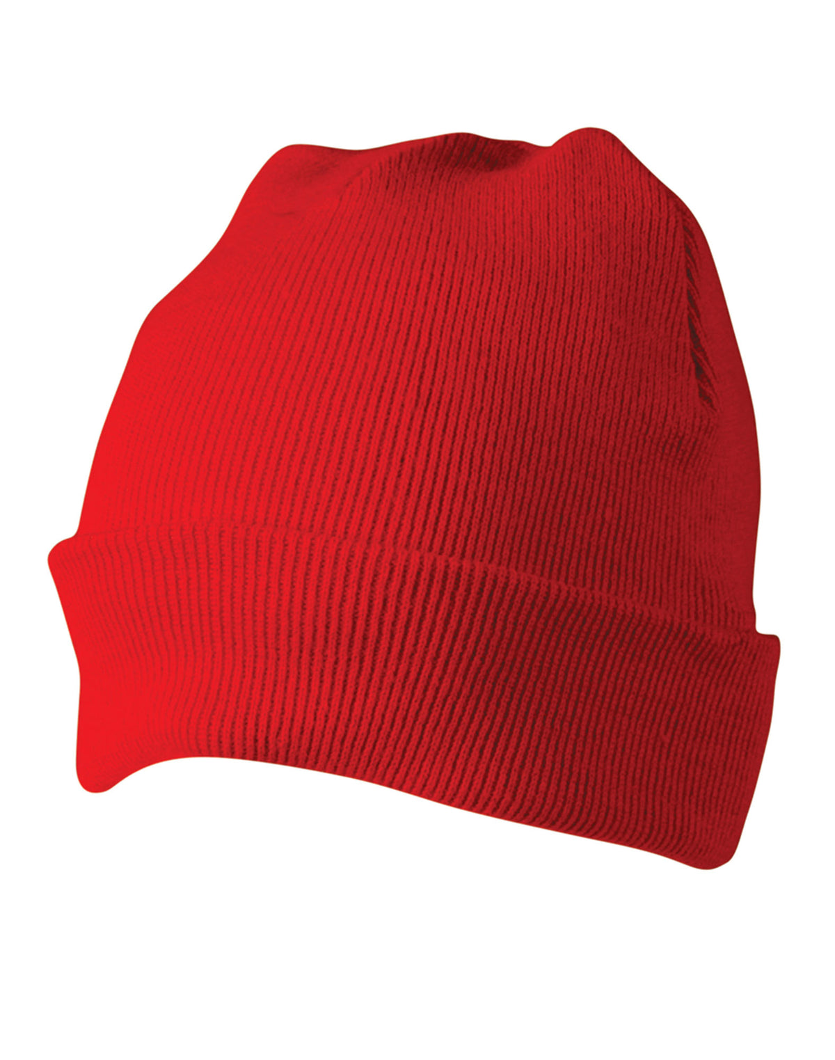 Roll Up Acrylic Beanie - Red - View