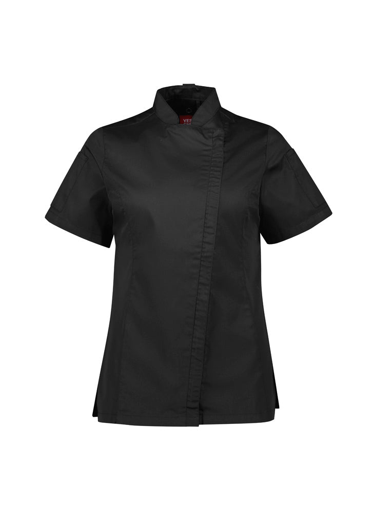 Alfresco Womens Short Sleeve Chef Jacket - Black - Front