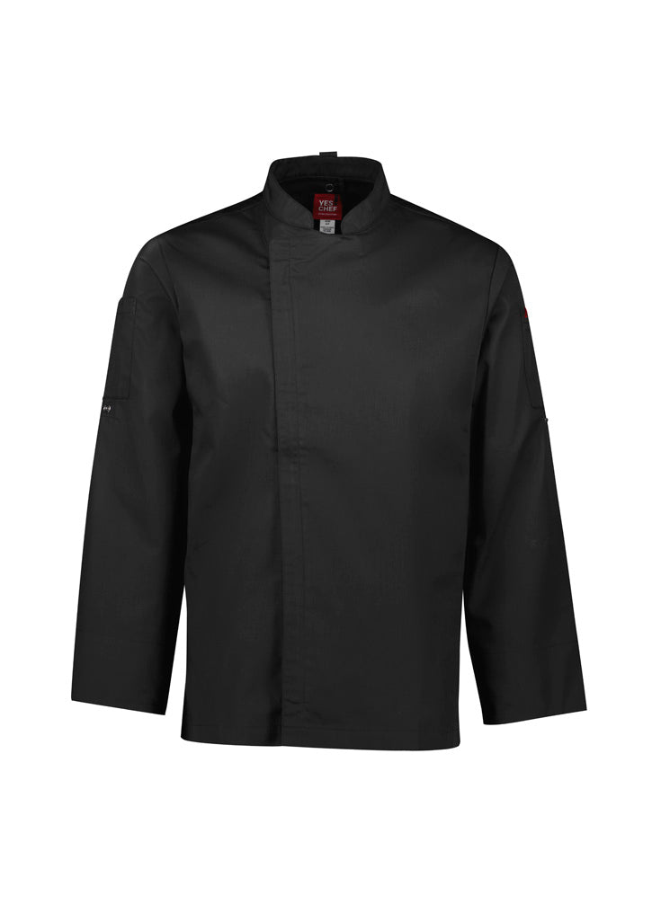 Alfresco Mens Long Sleeve Chef Jacket - Black - Front