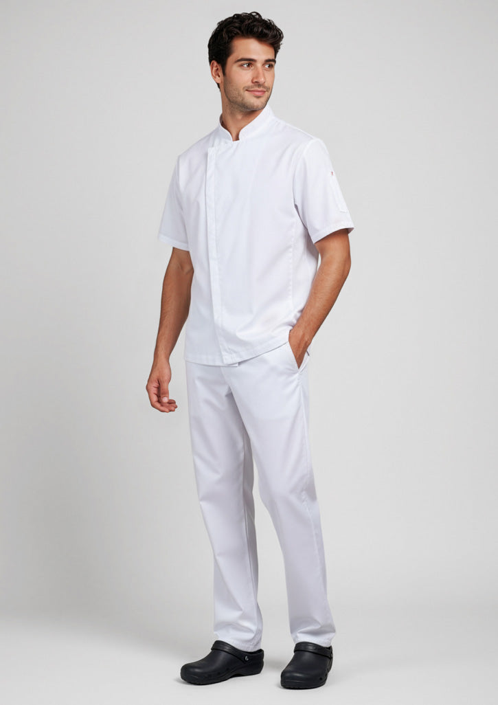 Alfresco Mens Short Sleeve Chef Jacket - White - Model