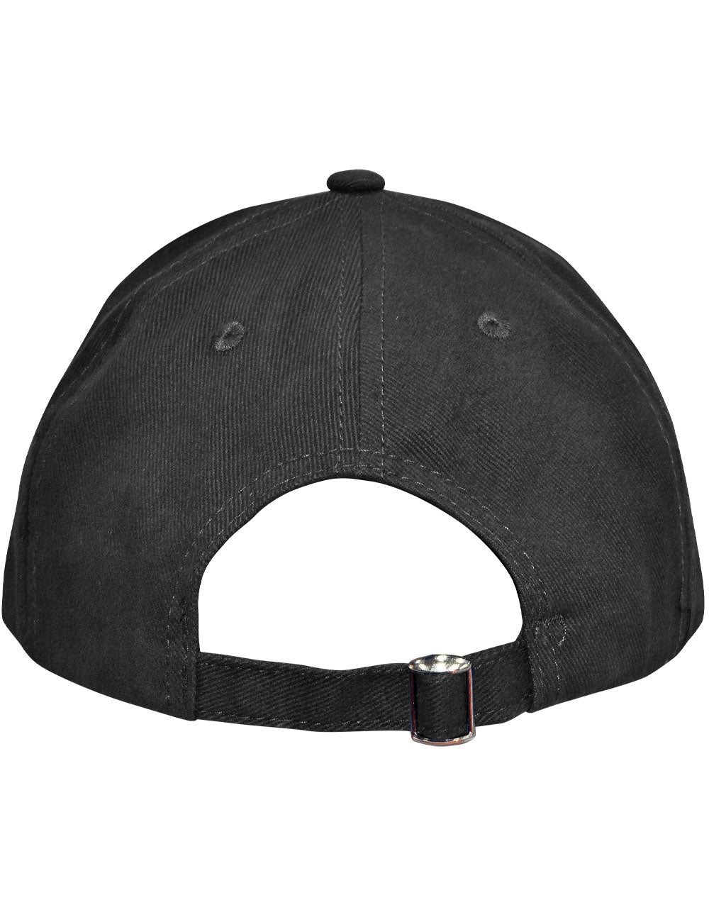 Heavy Brushed Cotton Cap With Buckle - Black - Back