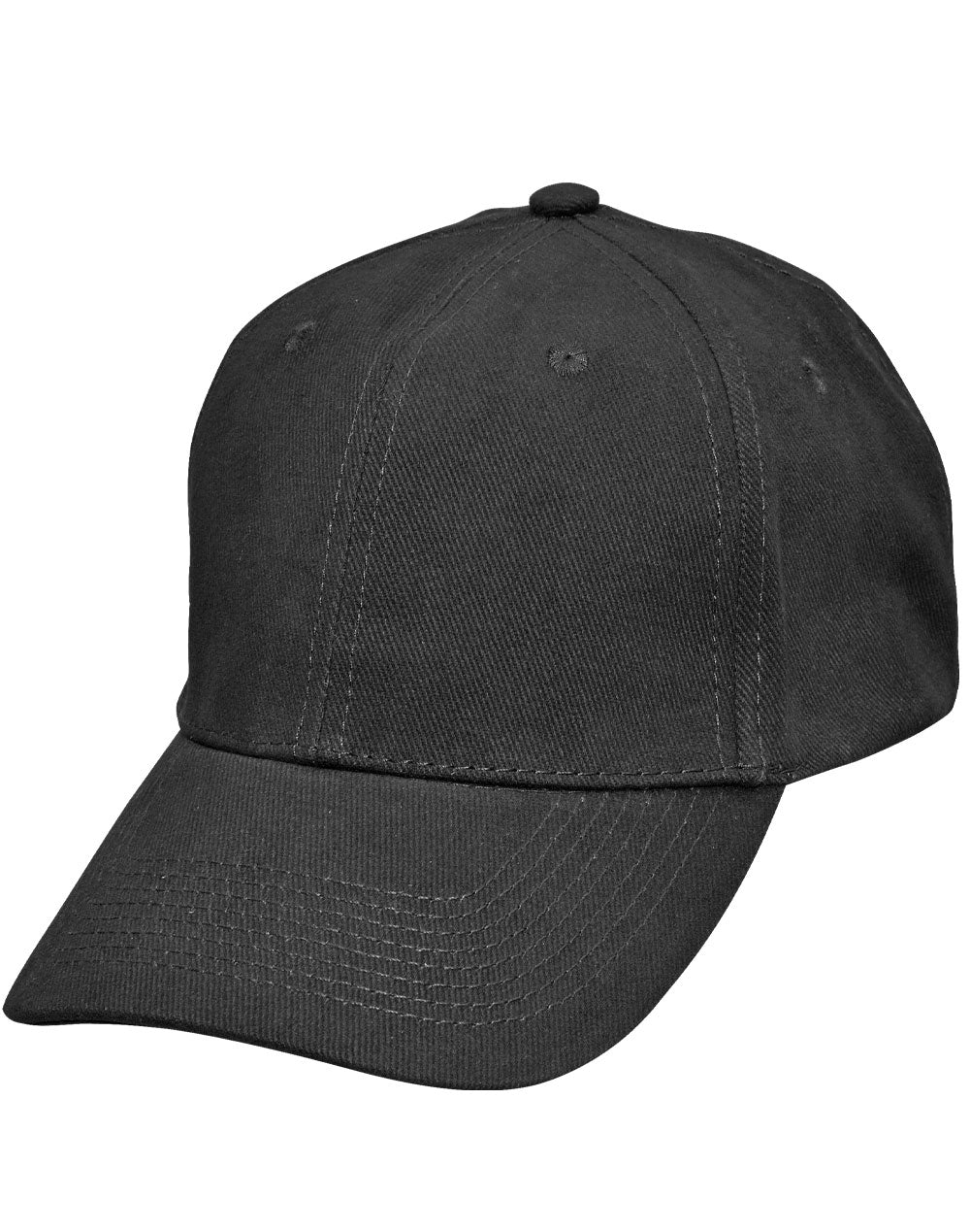 Heavy Brushed Cotton Cap With Buckle - Black - Front