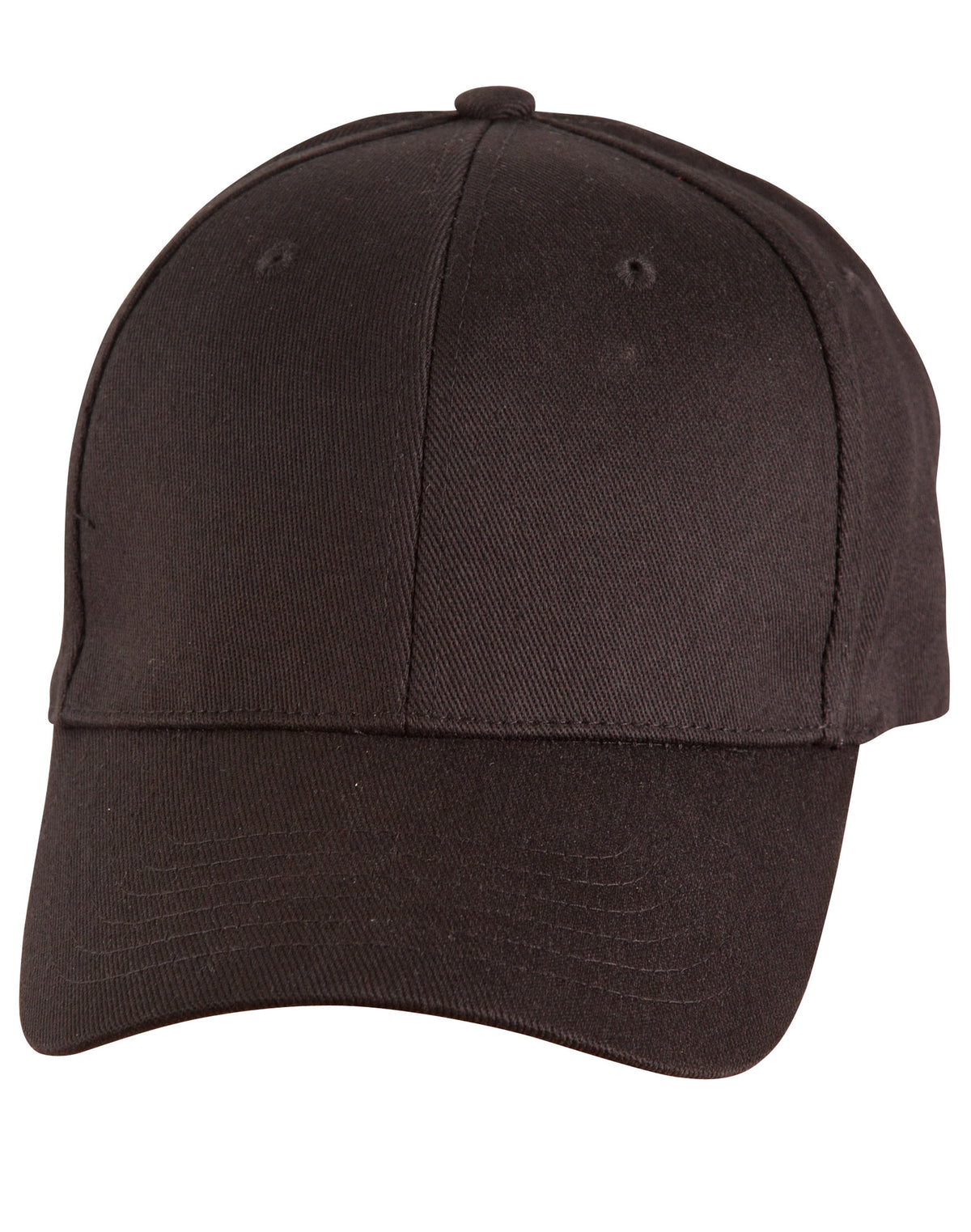 Cotton Fitted Cap - Black - Front