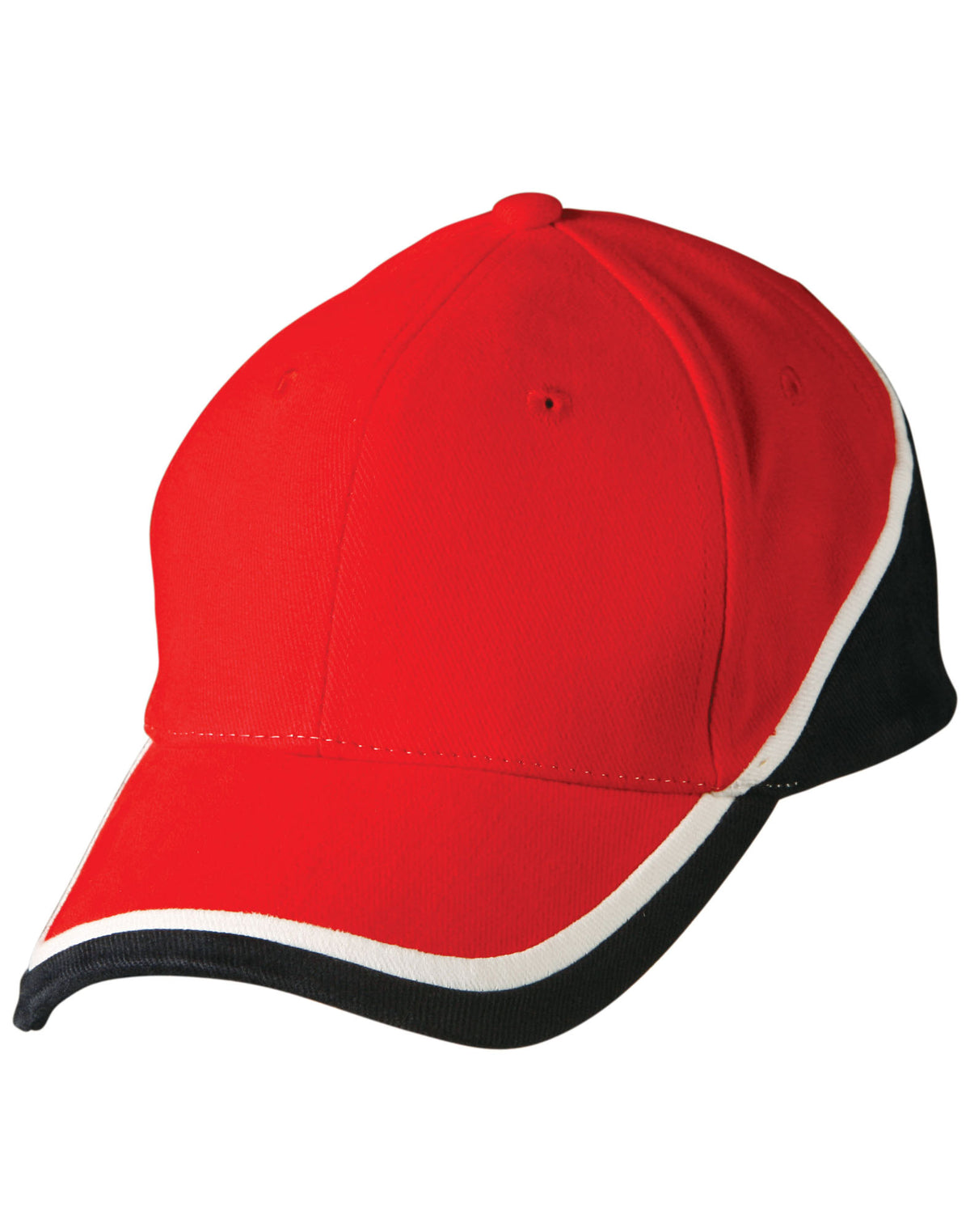 Tri Contrast Colours Cap - Red/White/Navy - Front