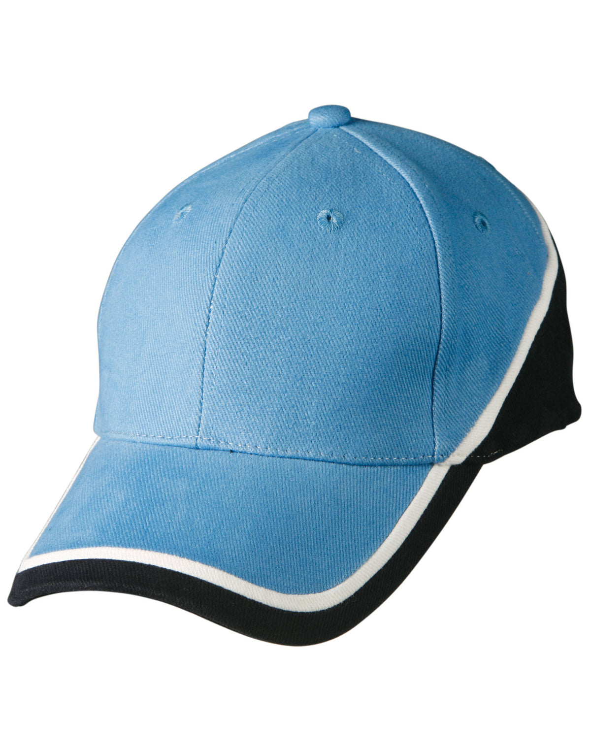 Tri Contrast Colours Cap - Skyblue/White/Navy - Front