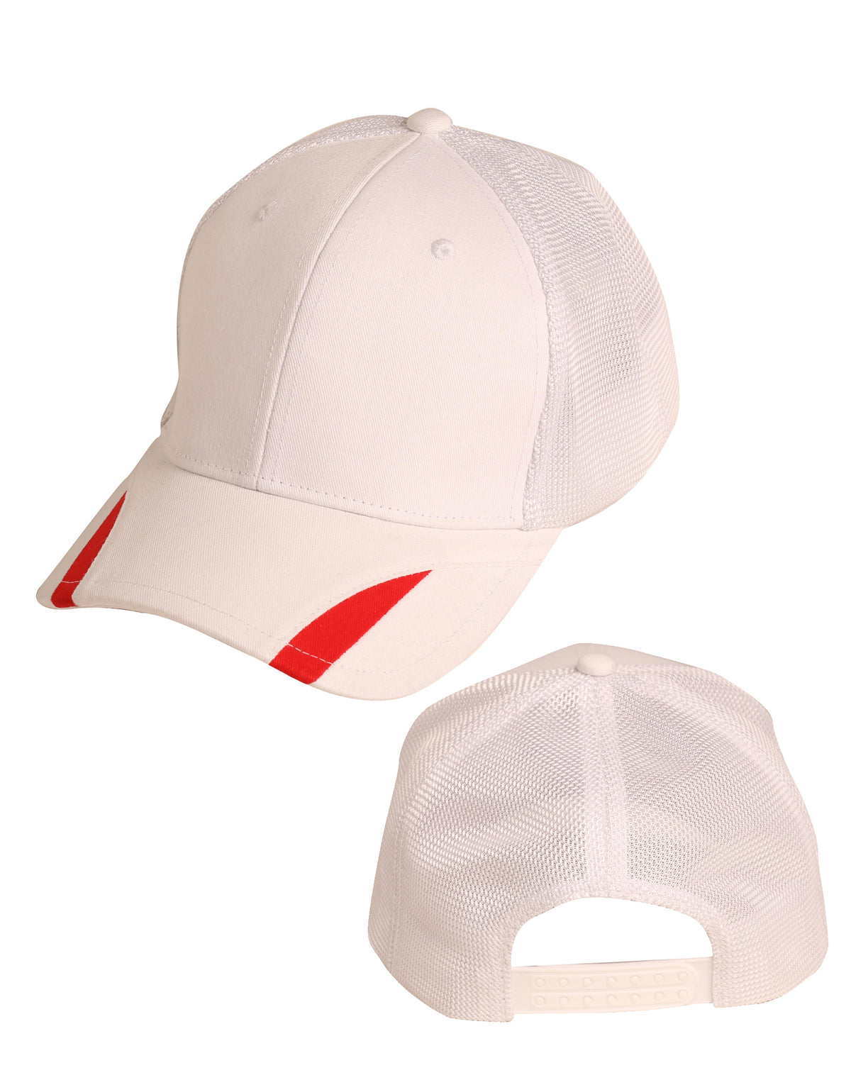 Contrast Peak Trim Cap - White/Red - View