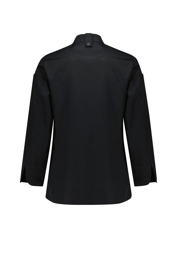 Gusto Womens Long Sleeve Chef Jacket - Black - Back