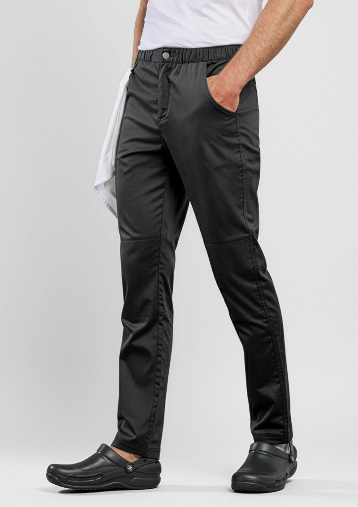 Saffron Mens Chef Flex Pant - Black - Model