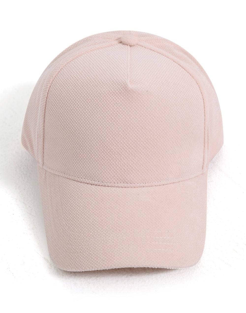 Polyester Jacquard Texture 5 Panel Cap - Pale Pink - Front