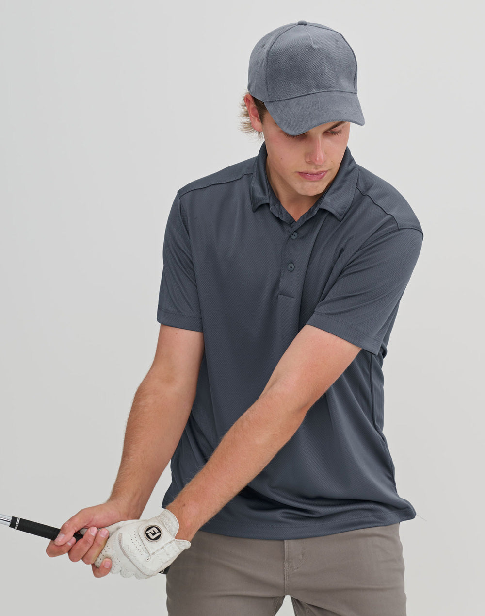 Polyester Jacquard Texture 5 Panel Cap - Slate Blue - View