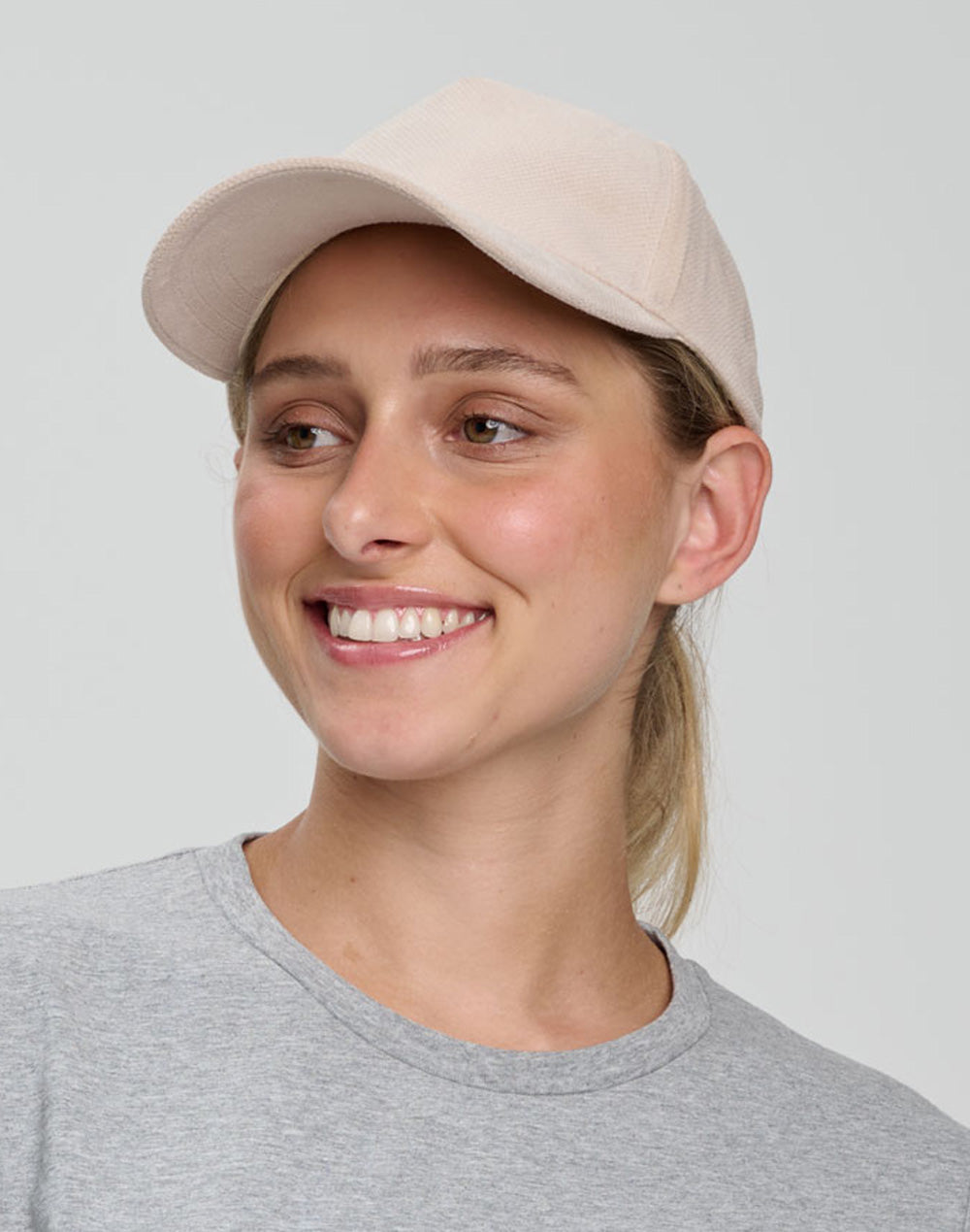 Polyester Jacquard Texture 5 Panel Cap - Pale Pink - View