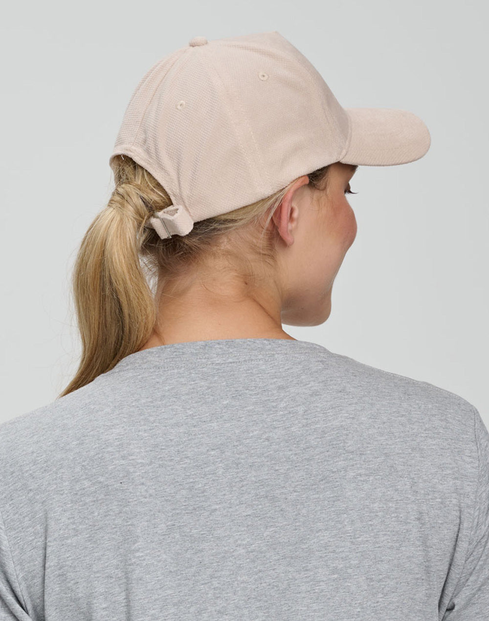 Polyester Jacquard Texture 5 Panel Cap - Pale Pink - View