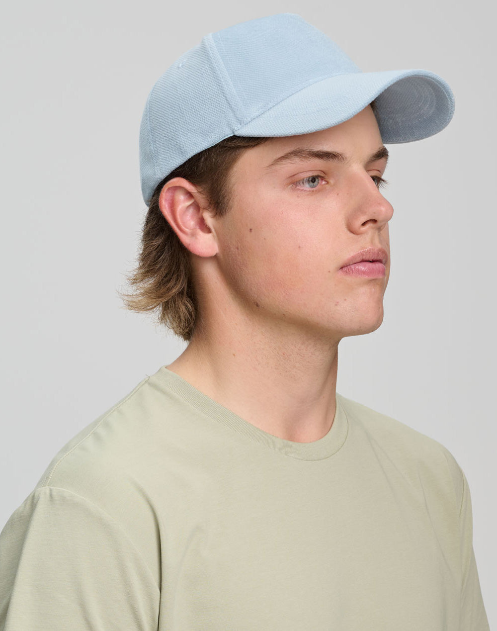 Polyester Jacquard Texture 5 Panel Cap - Light Blue - View