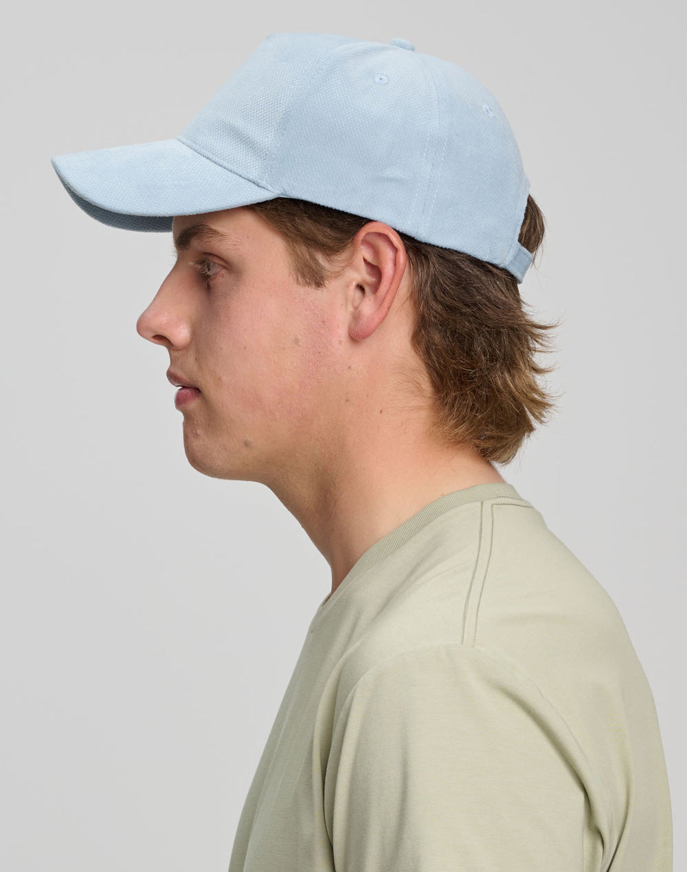 Polyester Jacquard Texture 5 Panel Cap - Light Blue - View