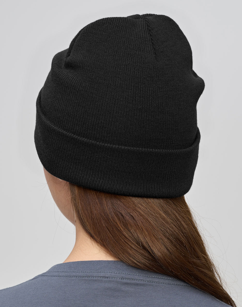 Roll Up rPET Knit Beanie - Black - Back