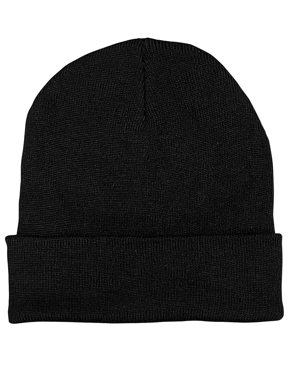 Roll Up rPET Knit Beanie - Black - Front