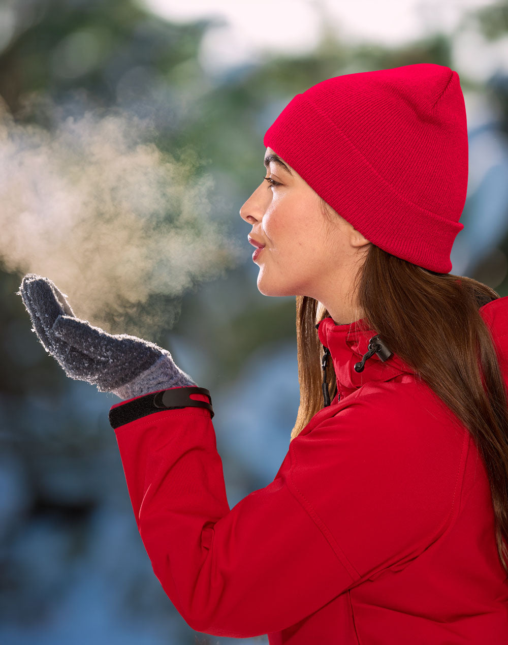 Roll Up rPET Knit Beanie - Red - View