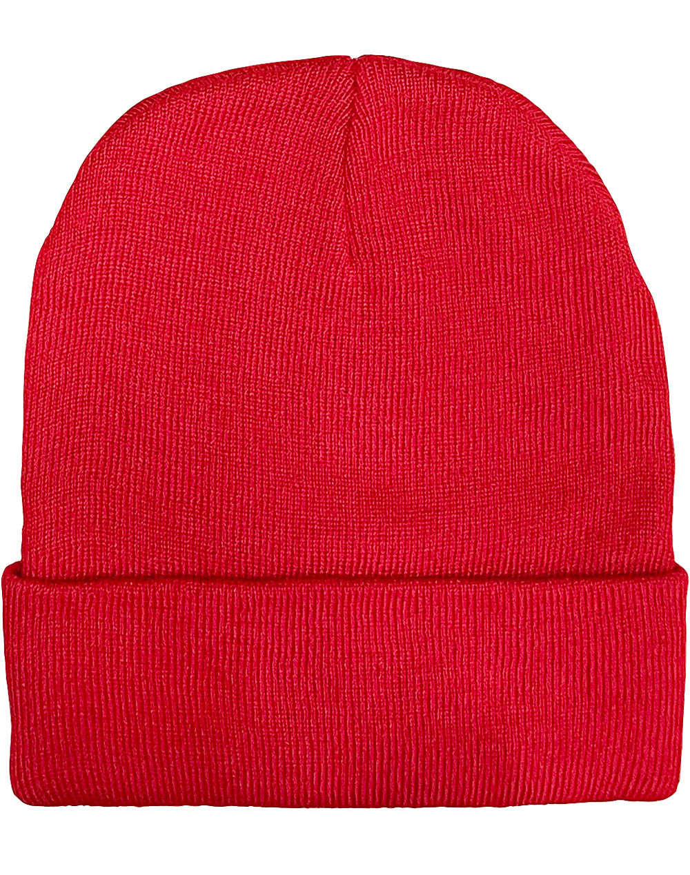 Roll Up rPET Knit Beanie - Red - Front