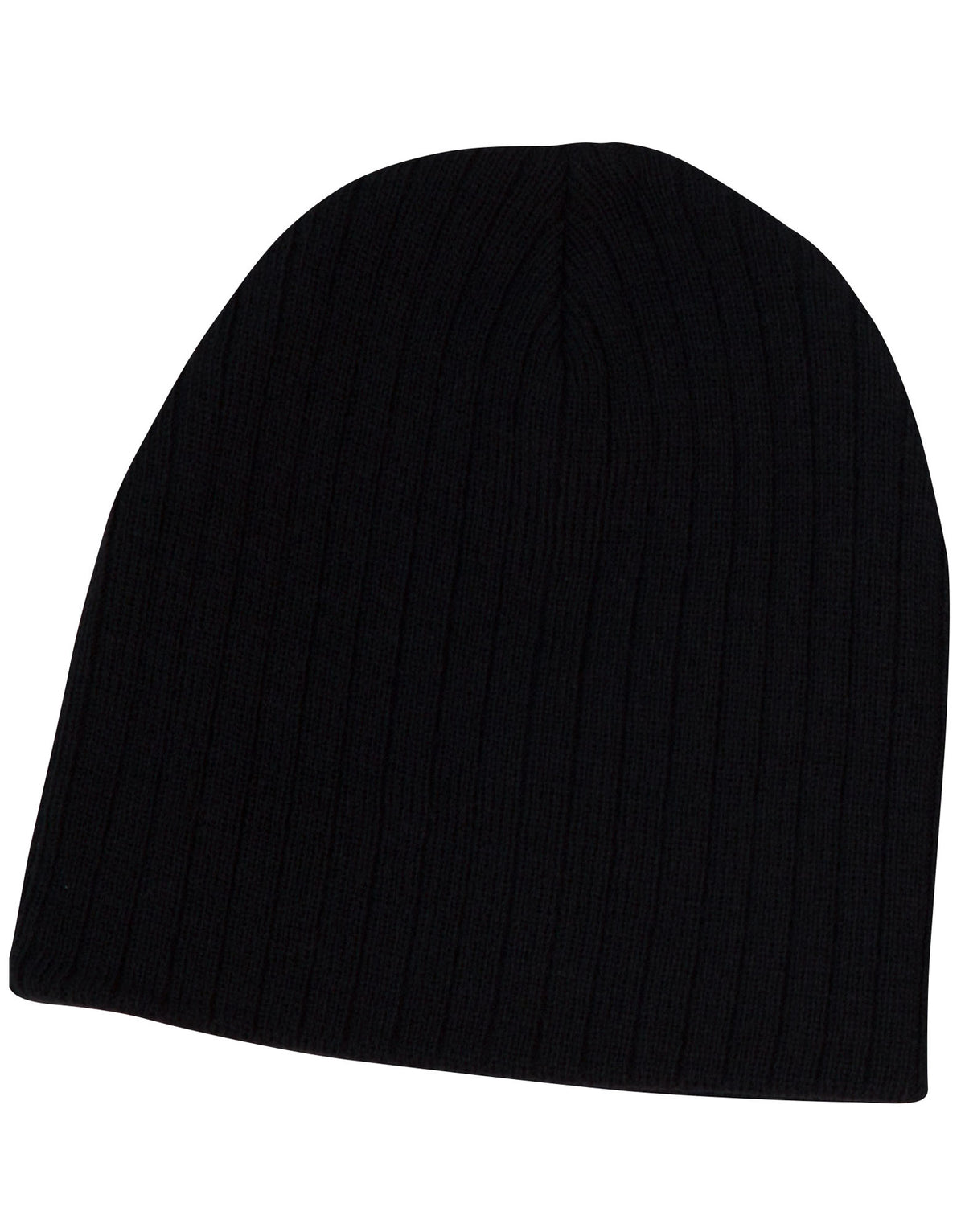 Cable Knit Beanie - Black - Front