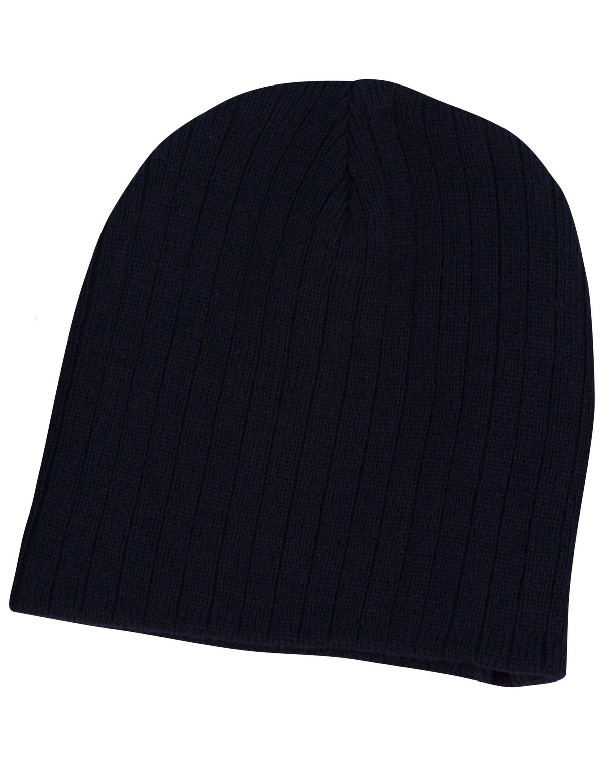 Cable Knit Beanie - Navy - Front