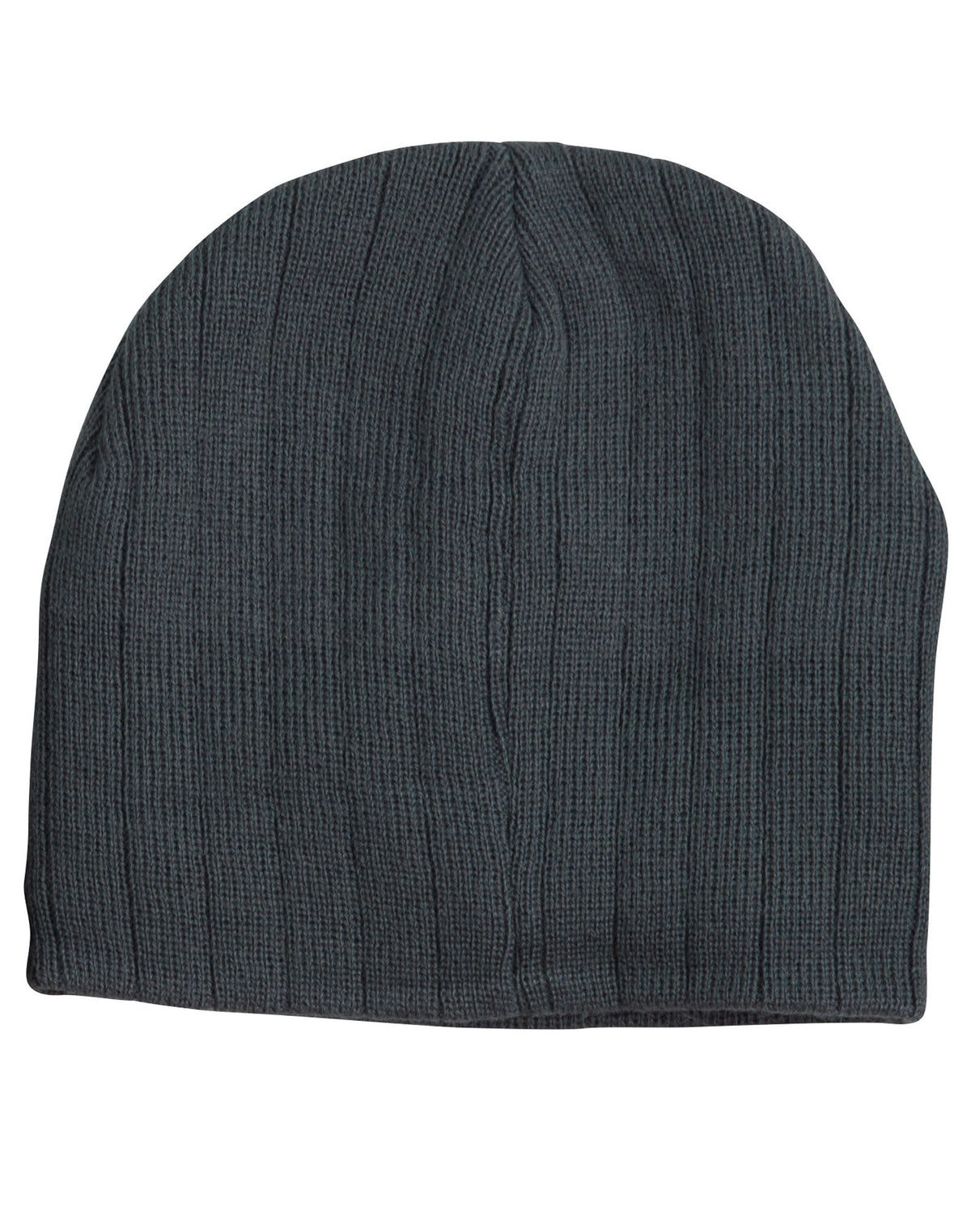 Cable Knit Beanie With Fleece Head Band - Charcoal - Front