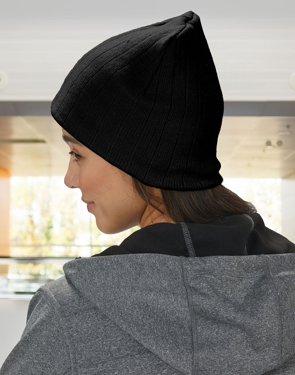 Cable Knit Beanie With Fleece Head Band - view