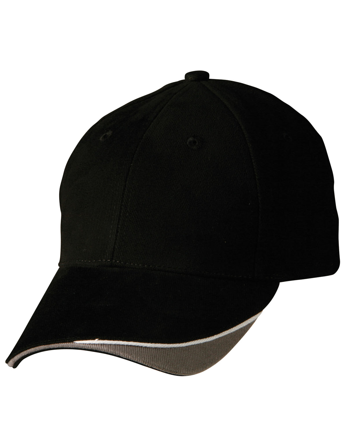 Triple Sandwich Peak Cap - Black/White/Grey - Front