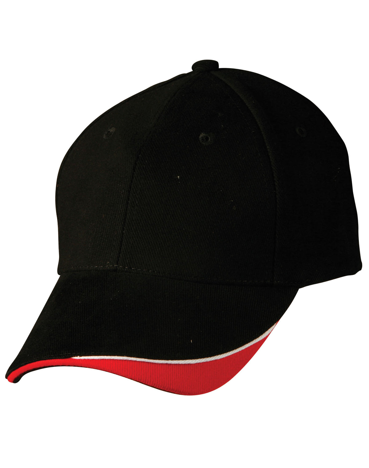 Triple Sandwich Peak Cap - Black/White/Red - Front
